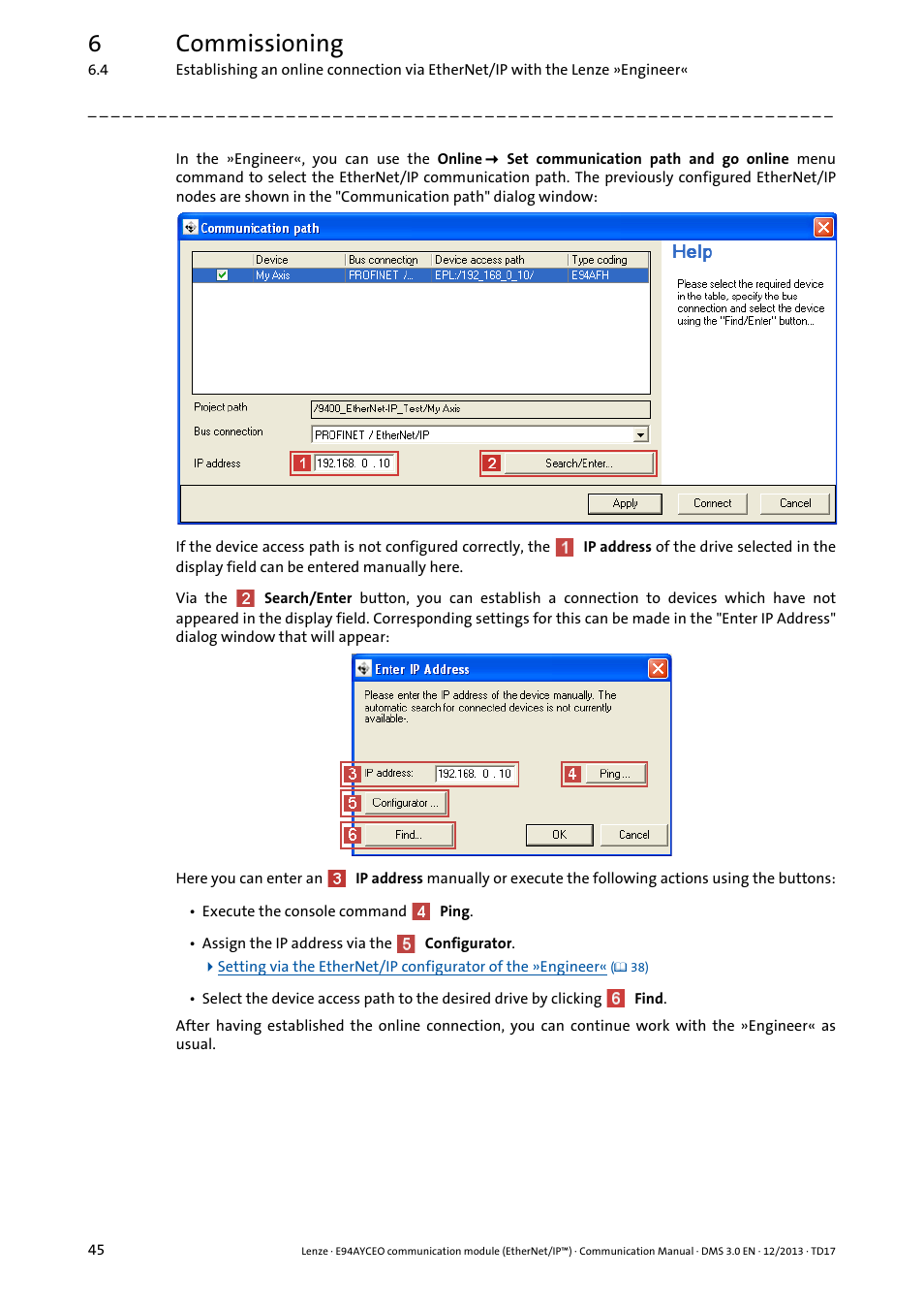6commissioning | Lenze E94AYCEO User Manual | Page 45 / 149