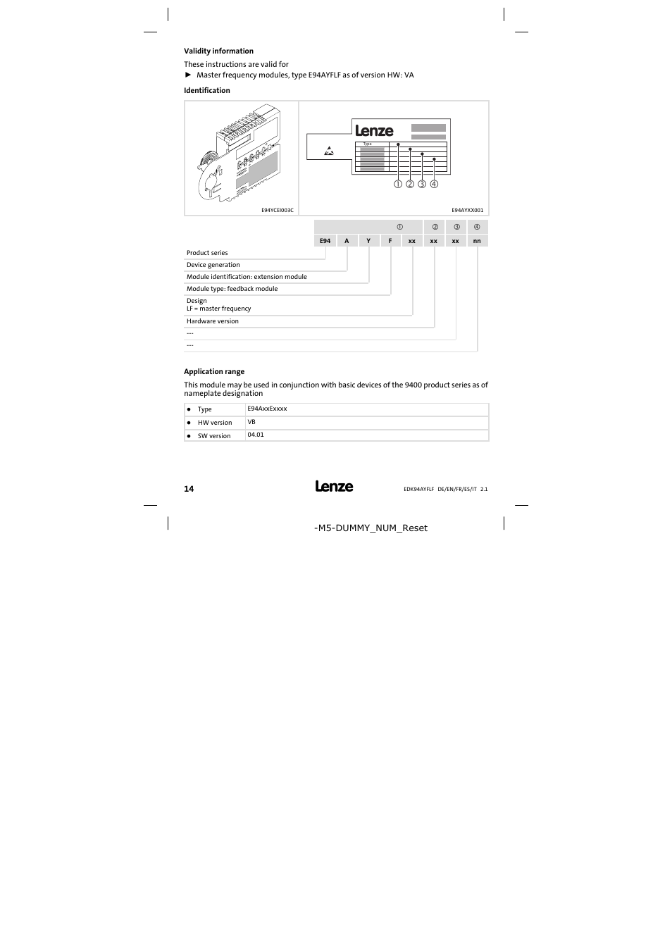Validity information | Lenze E94AYFLF User Manual | Page 14 / 44