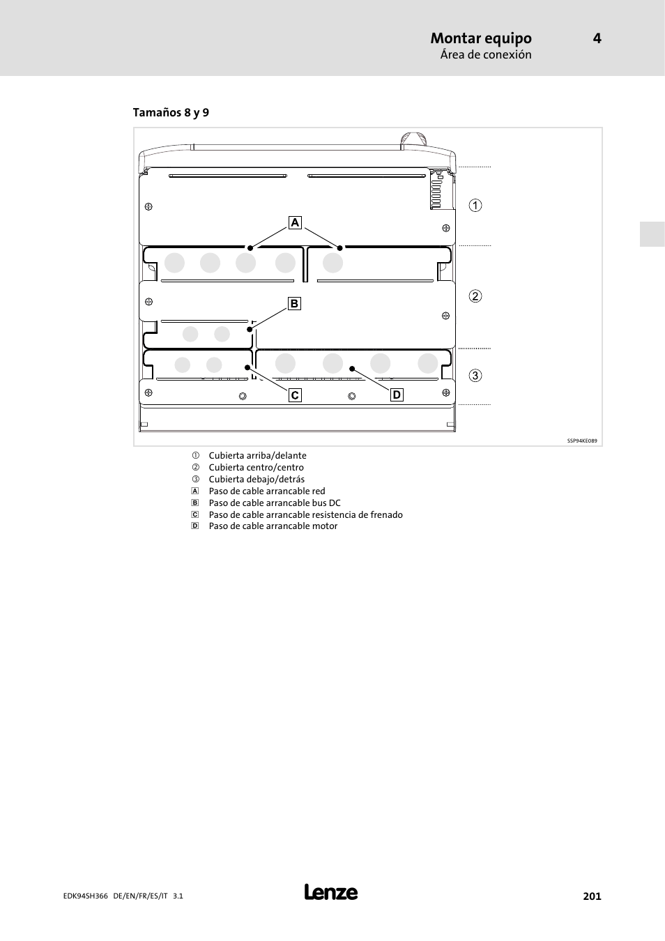 Montar equipo | Lenze E94ASHExxxx User Manual | Page 201 / 304