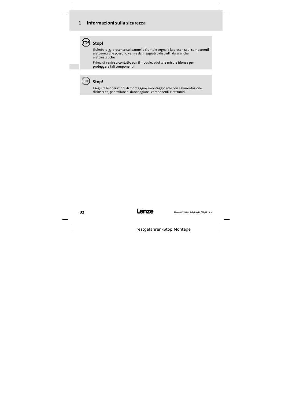 Lenze E94AYM34 User Manual | Page 32 / 34