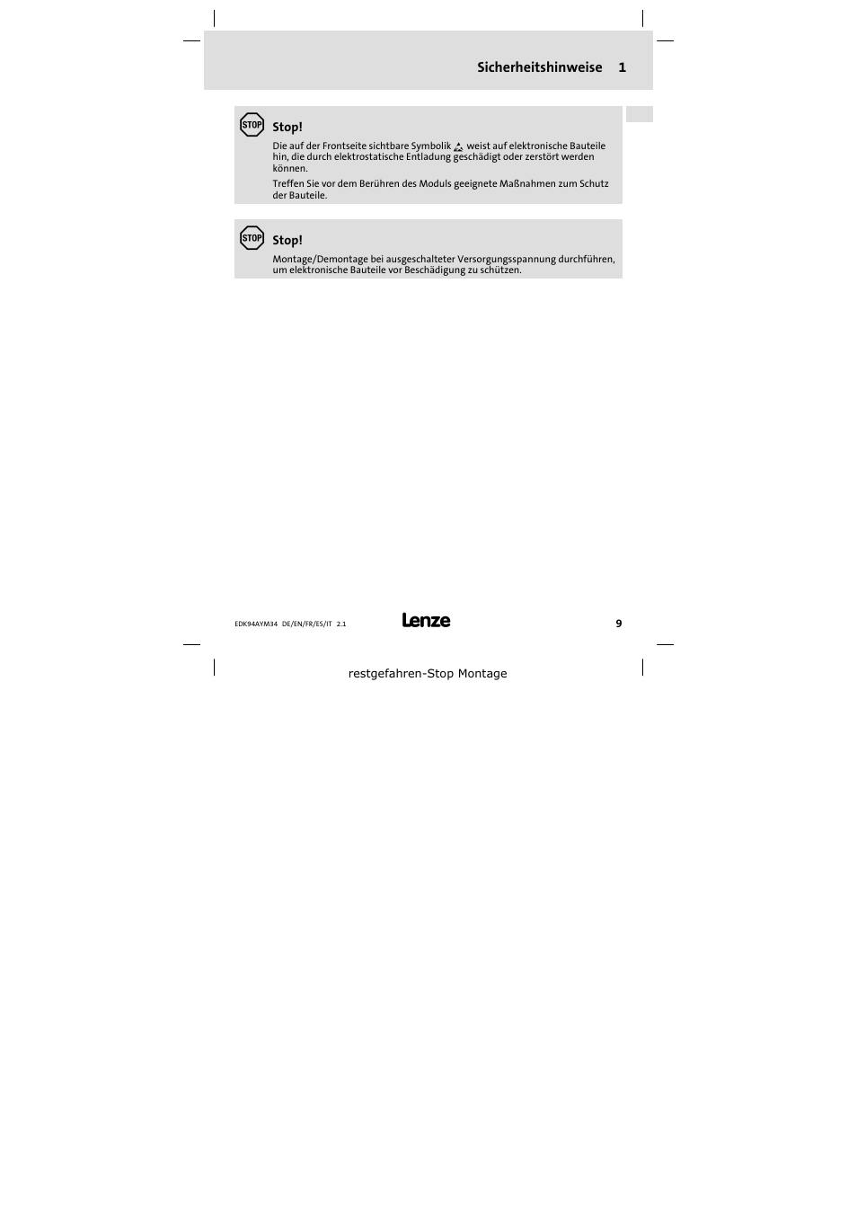 Lenze E94AYM34 User Manual | Page 9 / 34