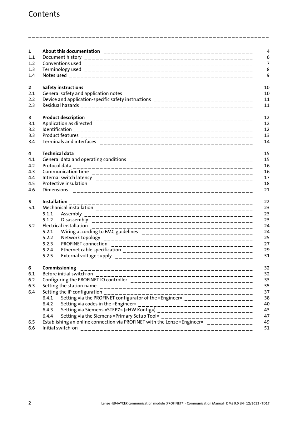 Lenze E94AYCER User Manual | Page 2 / 119