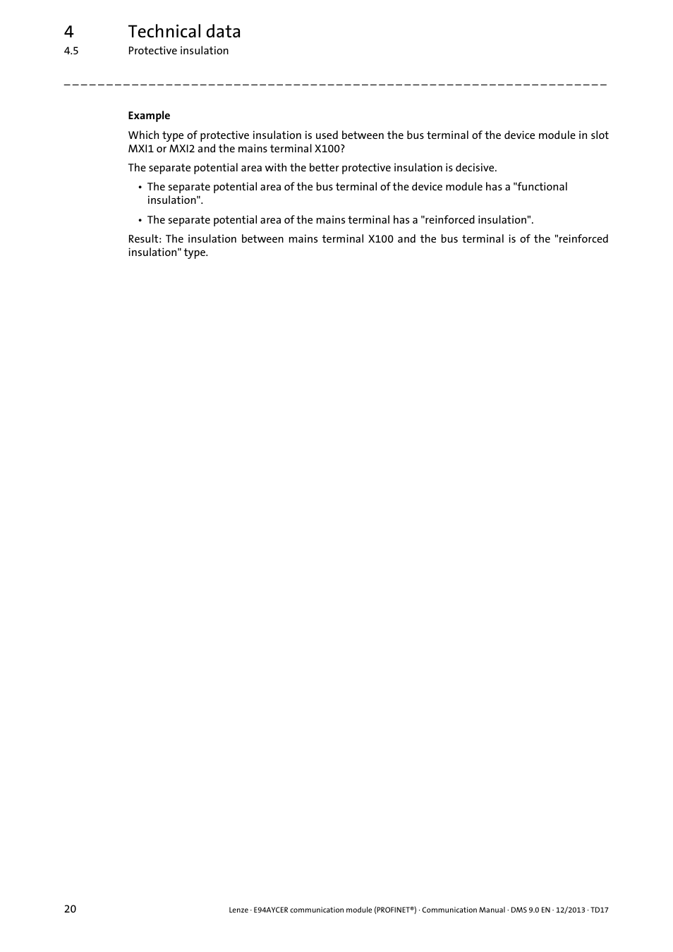 4technical data | Lenze E94AYCER User Manual | Page 20 / 119