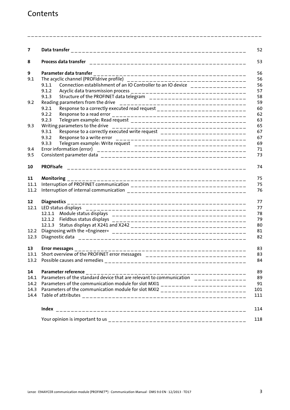 Lenze E94AYCER User Manual | Page 3 / 119