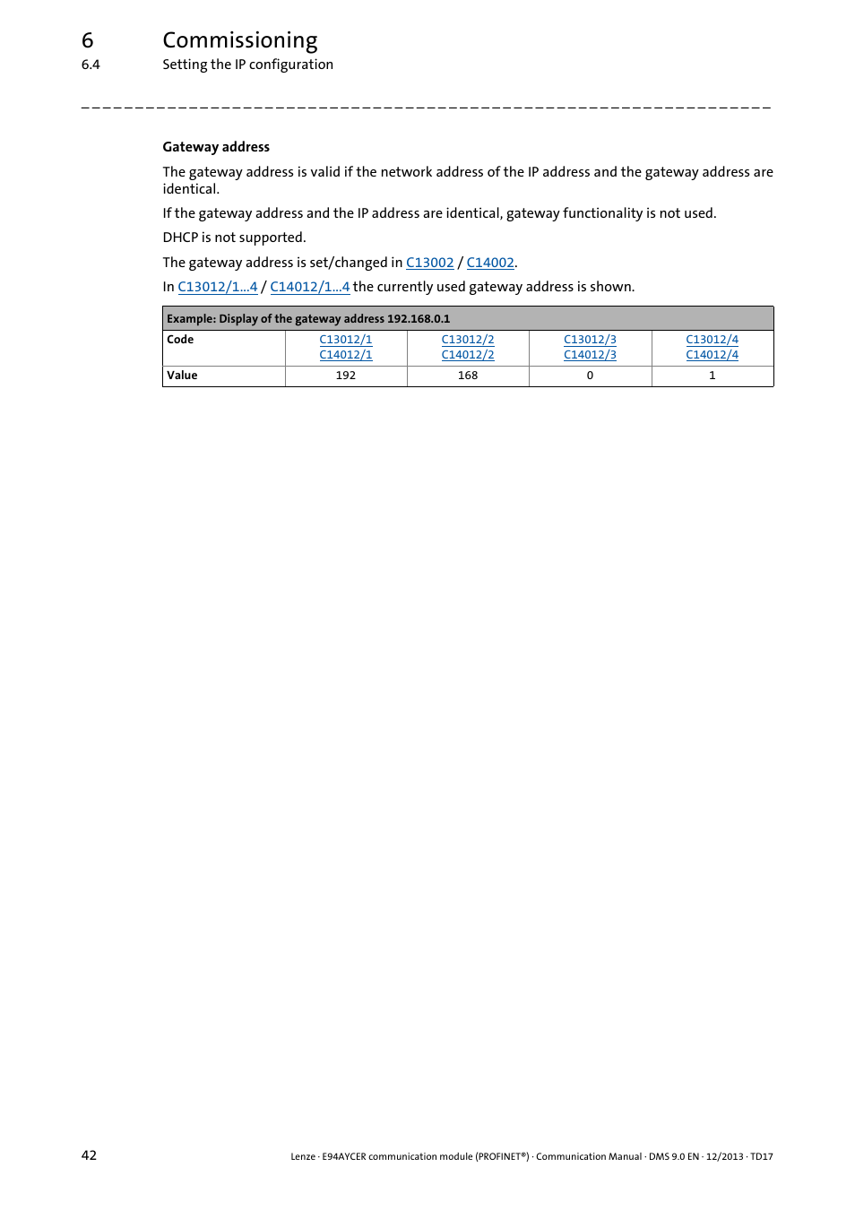 6commissioning | Lenze E94AYCER User Manual | Page 42 / 119