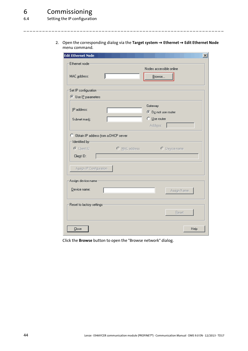 6commissioning | Lenze E94AYCER User Manual | Page 44 / 119