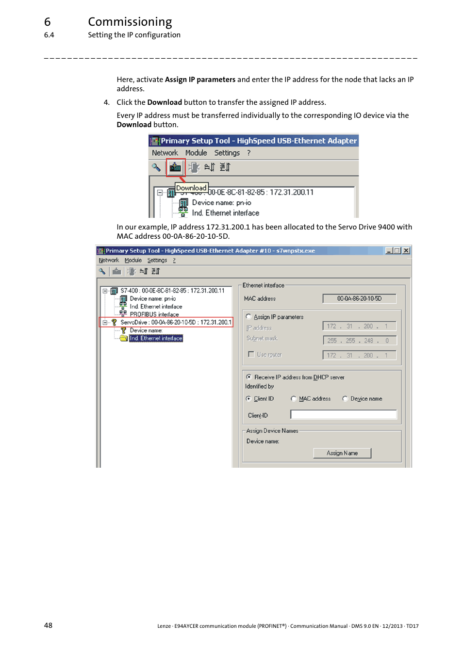6commissioning | Lenze E94AYCER User Manual | Page 48 / 119
