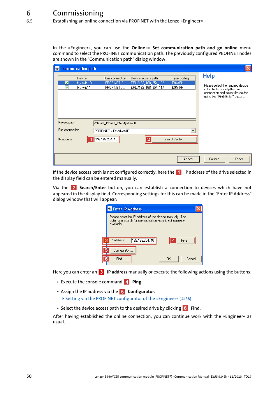 6commissioning | Lenze E94AYCER User Manual | Page 50 / 119