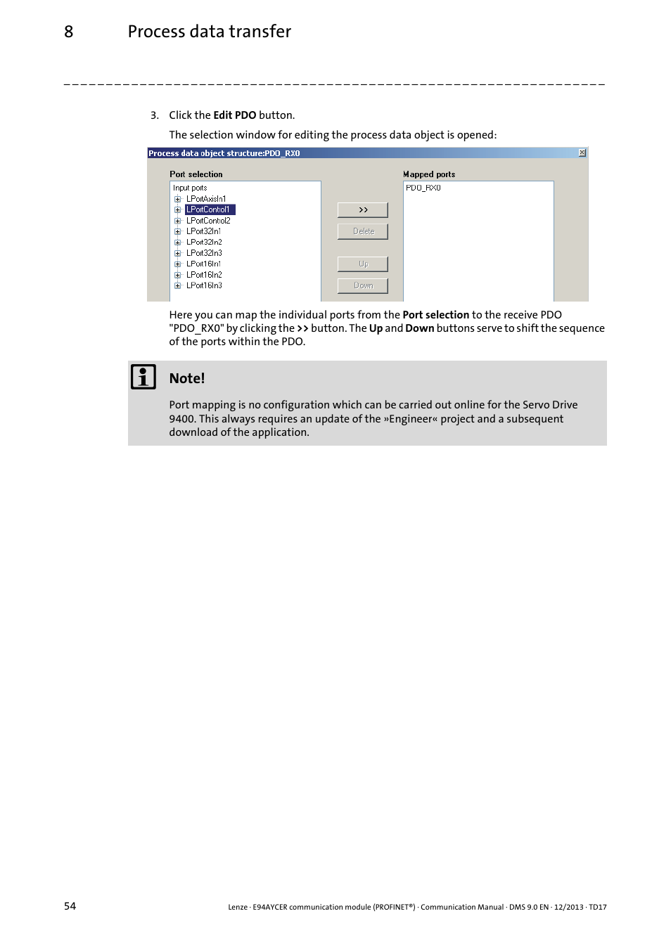 8process data transfer | Lenze E94AYCER User Manual | Page 54 / 119