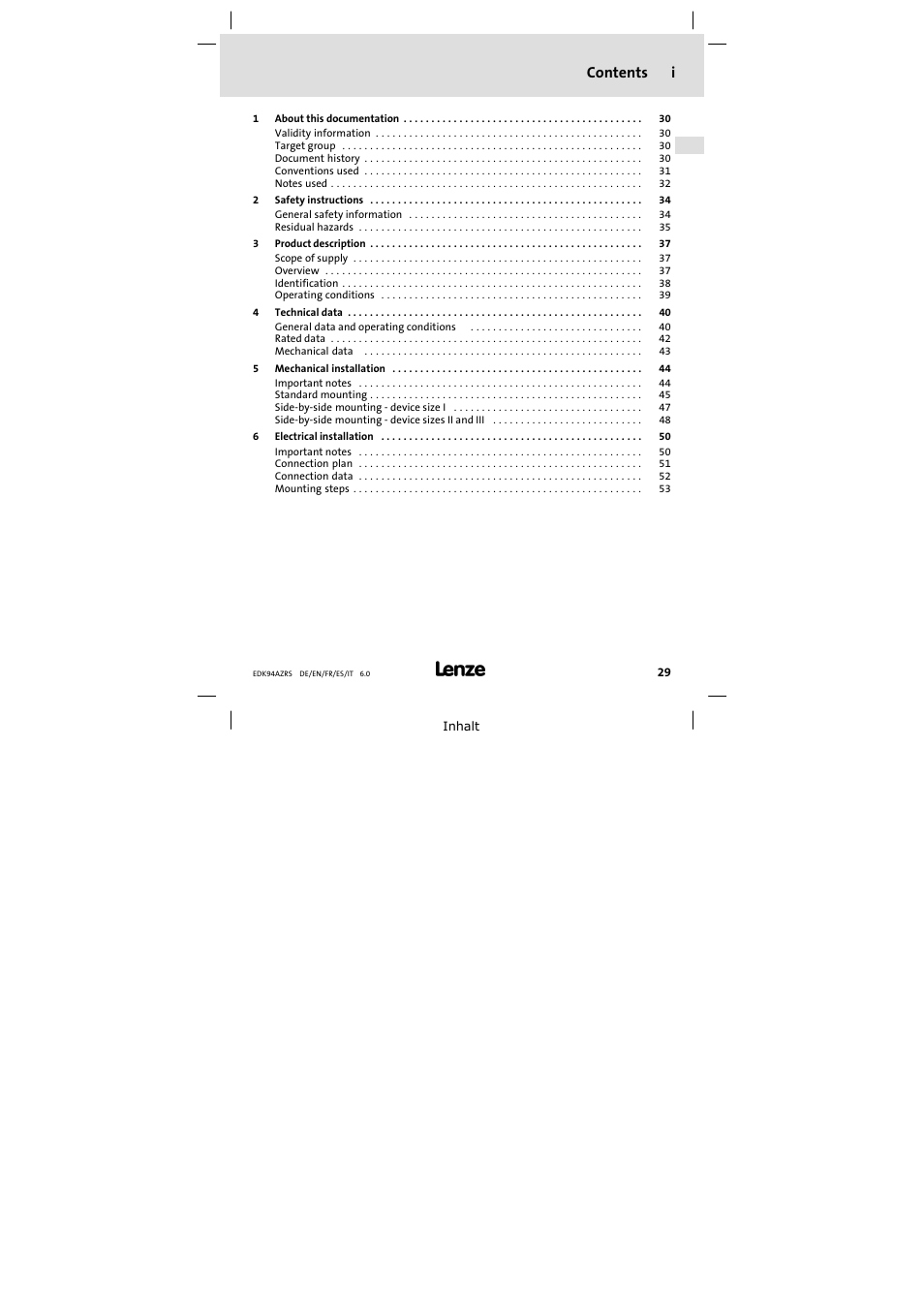 Lenze E94AZRS0294 User Manual | Page 29 / 132