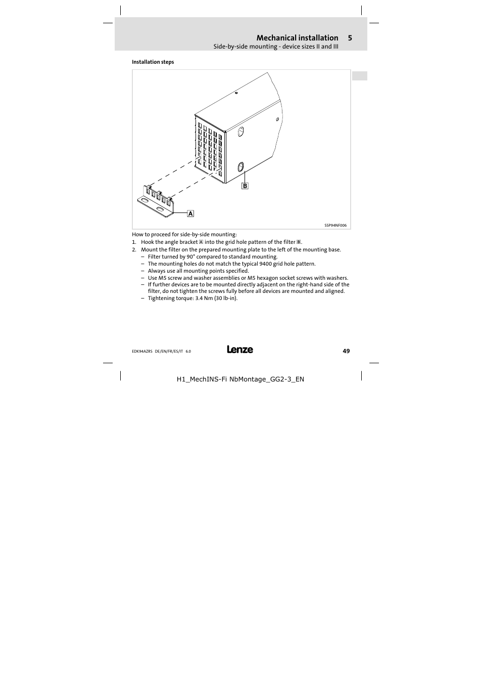 Lenze E94AZRS0294 User Manual | Page 49 / 132