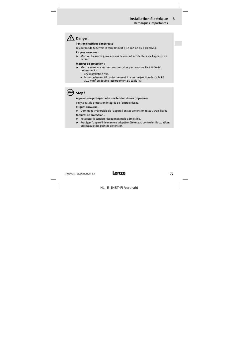 Lenze E94AZRS0294 User Manual | Page 77 / 132