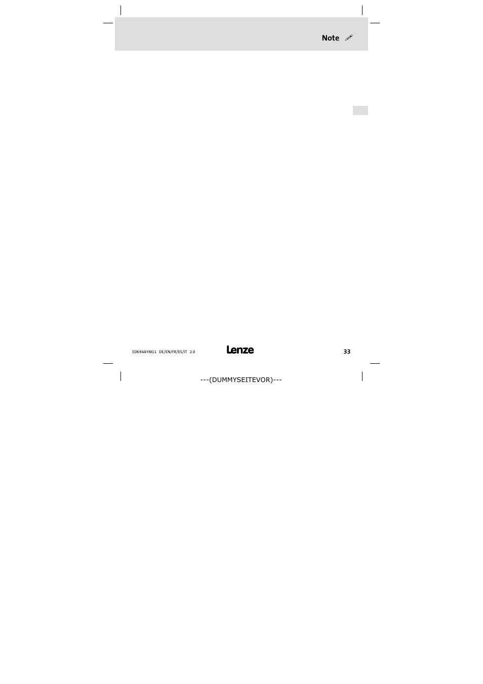 Lenze E94AYM11 User Manual | Page 33 / 34