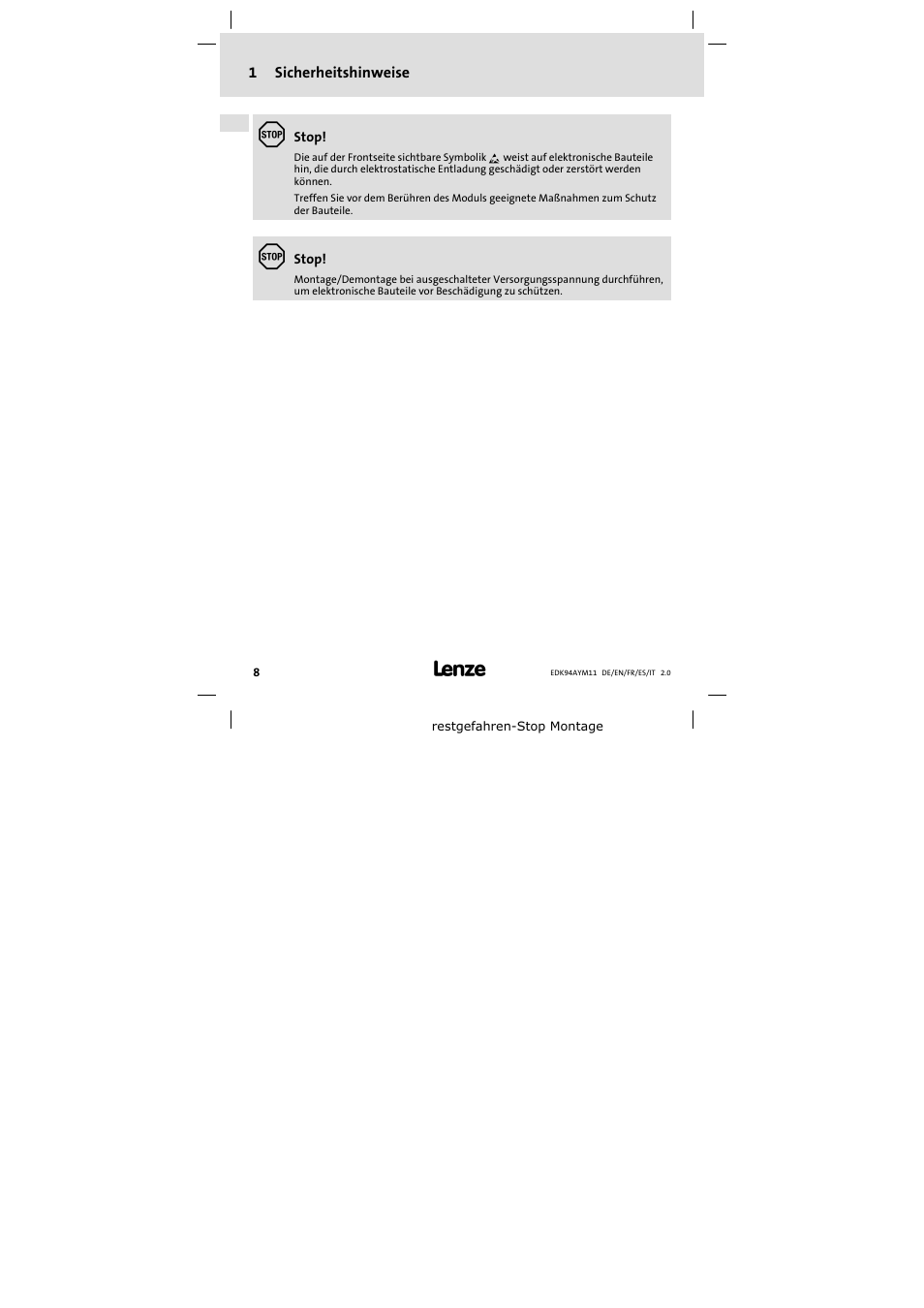 Lenze E94AYM11 User Manual | Page 8 / 34