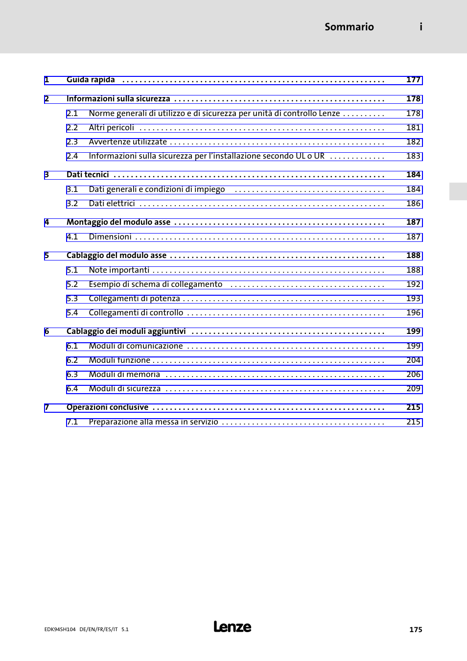 Lenze E94ASHE Axis Single Drive 32-104A User Manual | Page 175 / 216