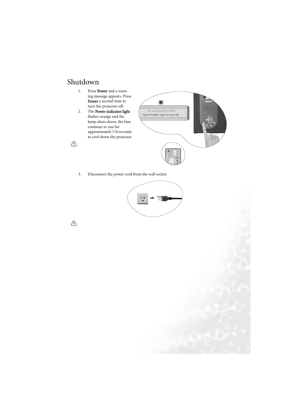 Shutdown | BenQ PB6210 User Manual | Page 23 / 48