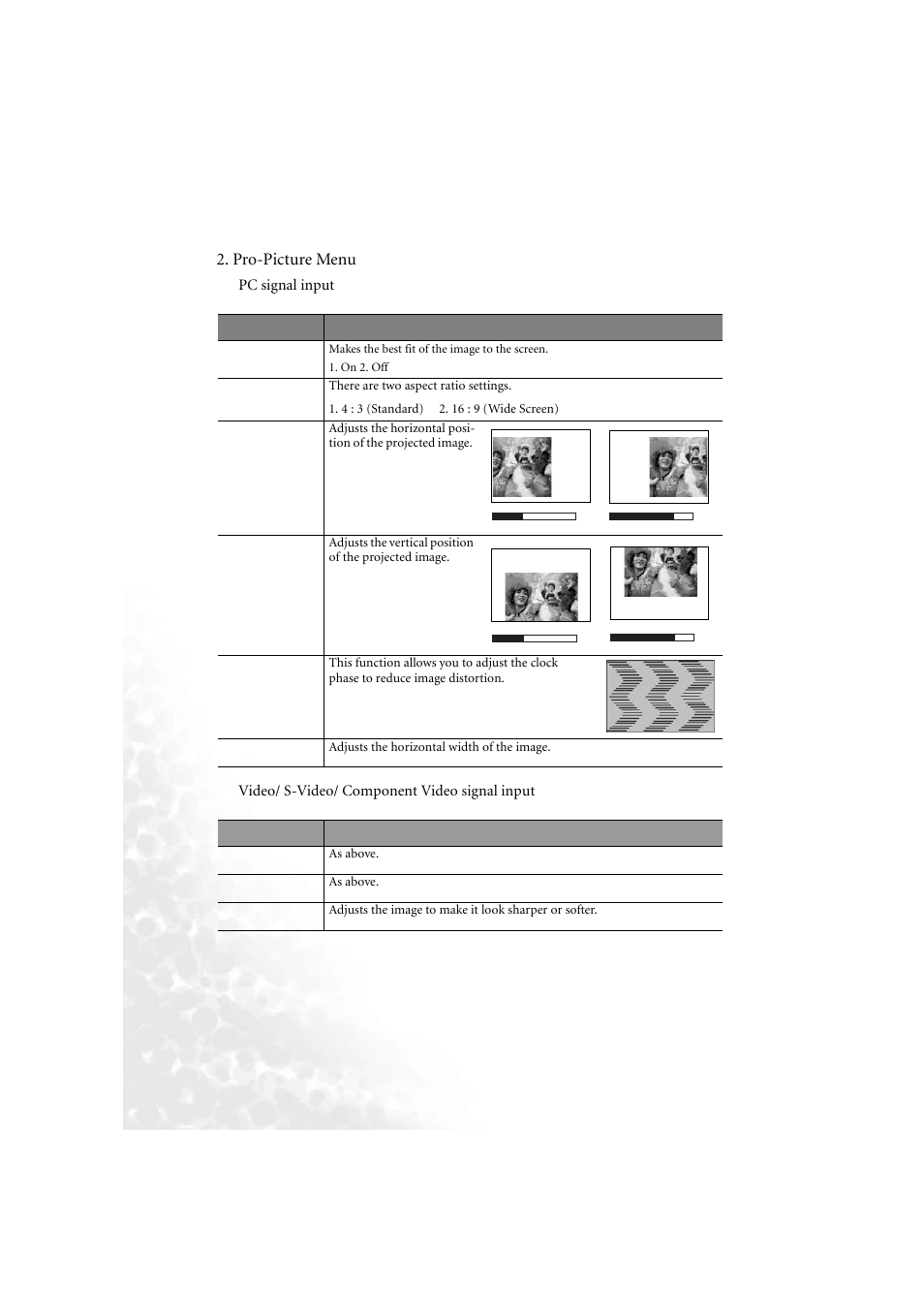 Pro-picture menu | BenQ PB6210 User Manual | Page 32 / 48