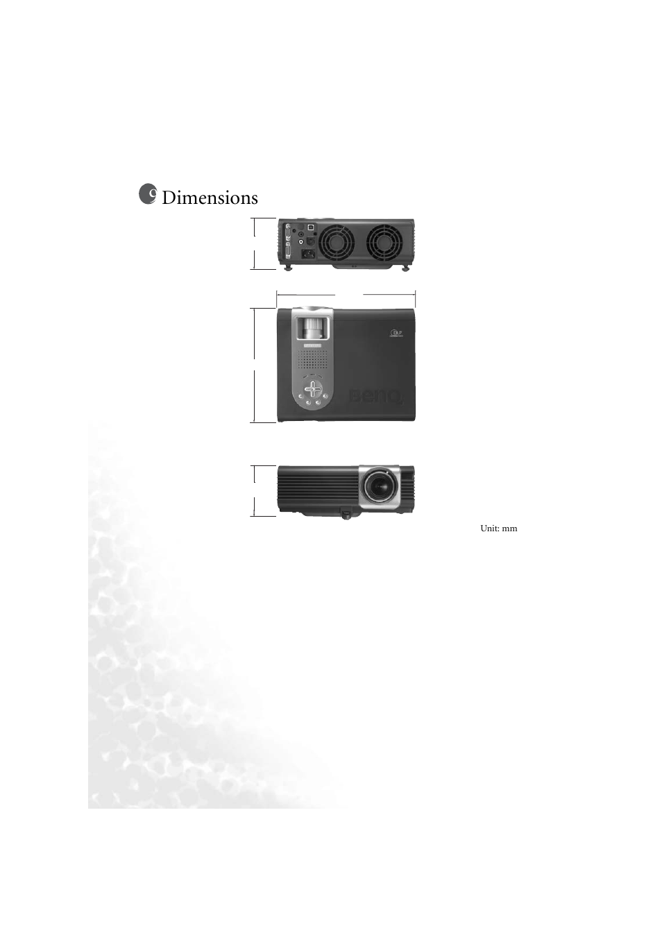 Dimensions | BenQ PB6210 User Manual | Page 46 / 48