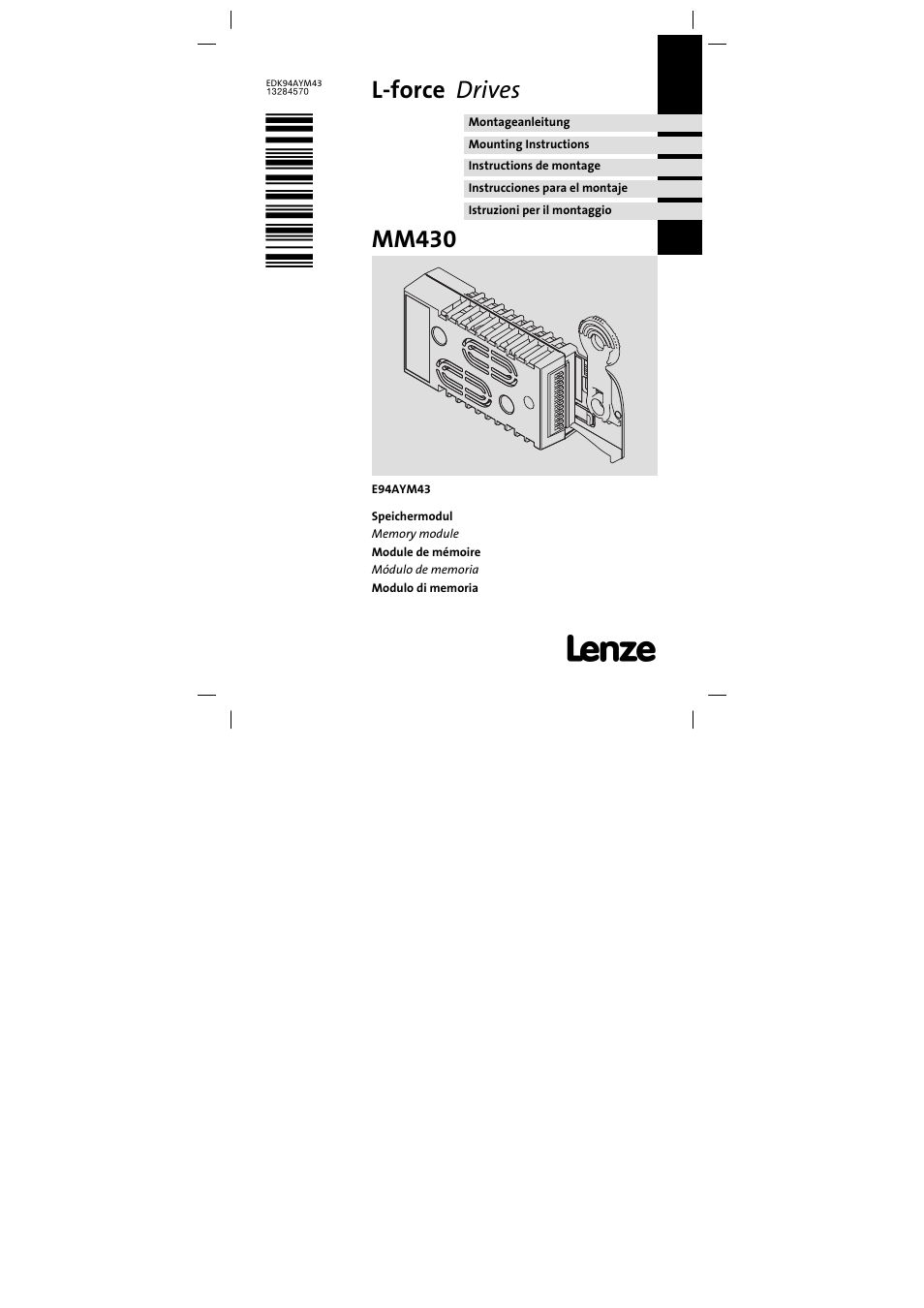 Lenze E94AYM43 User Manual | 34 pages