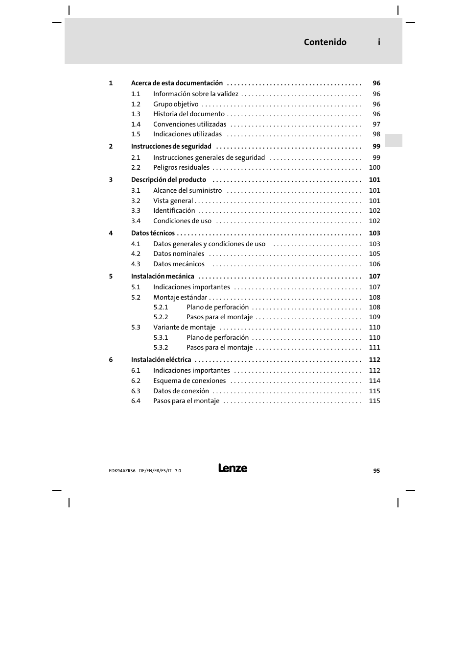 Lenze E94AZRS0954 User Manual | Page 95 / 116