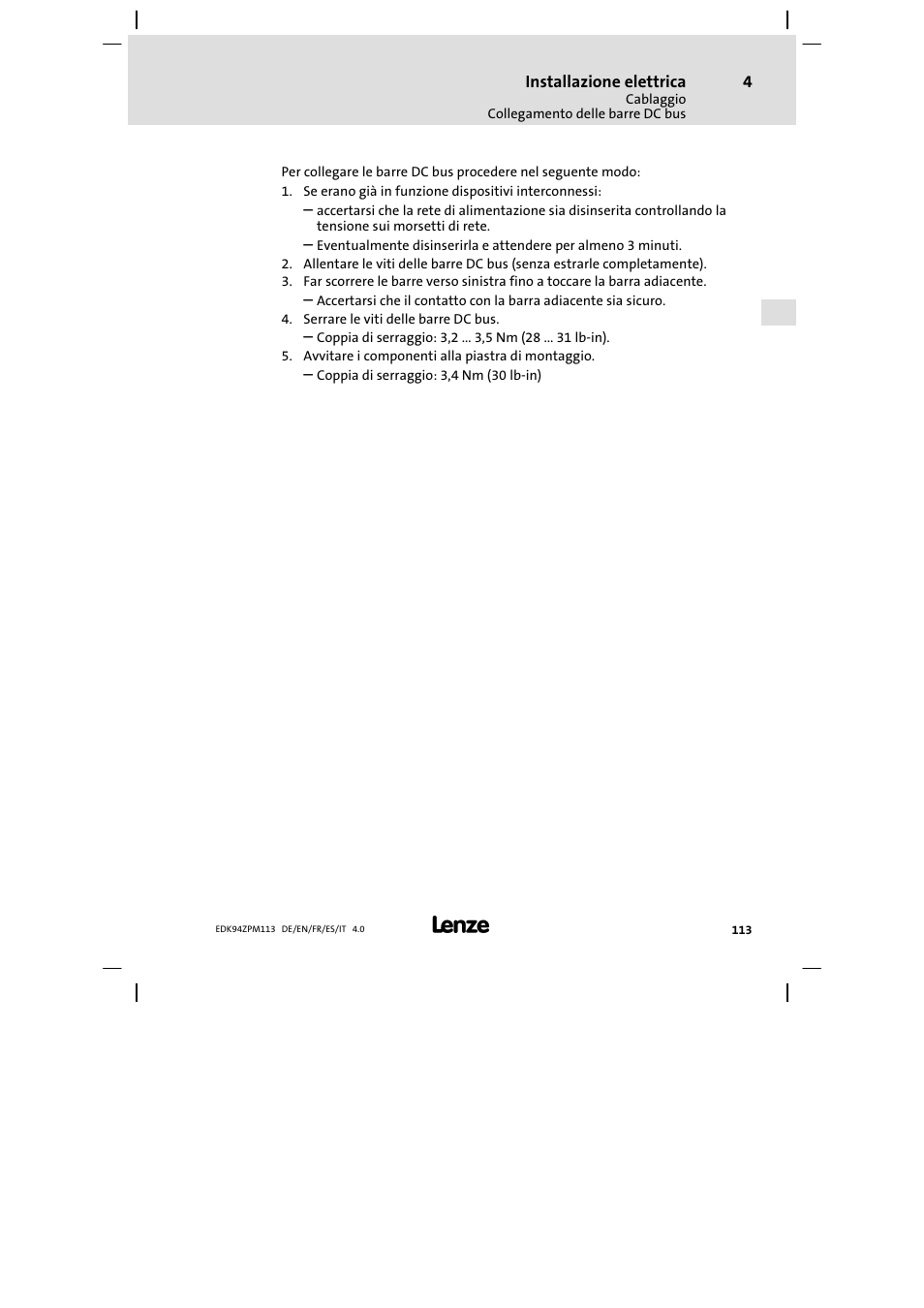 Lenze E94AZPM User Manual | Page 113 / 122