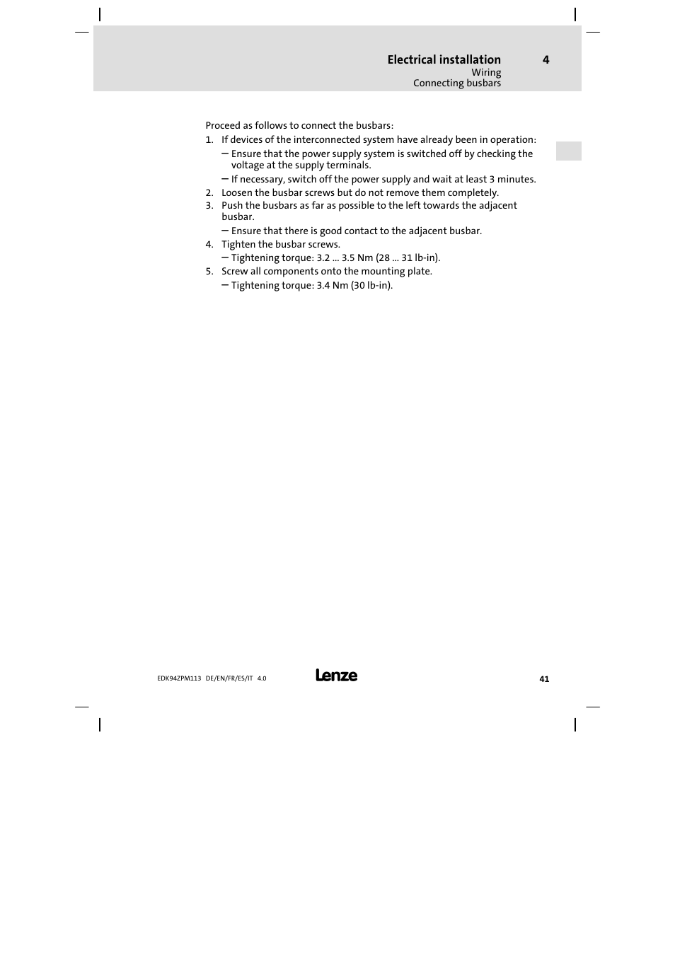 Lenze E94AZPM User Manual | Page 41 / 122