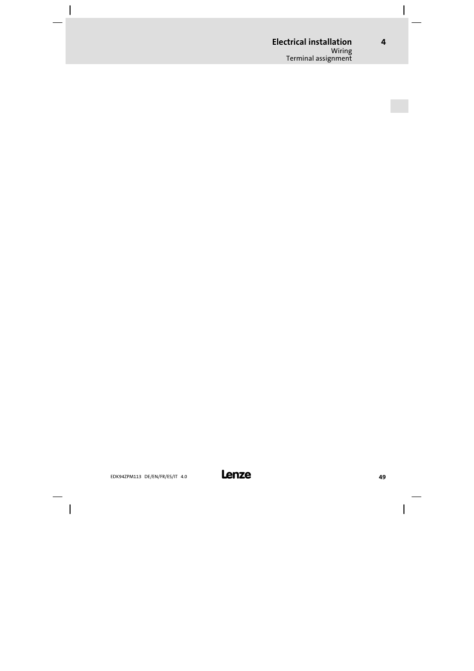 Lenze E94AZPM User Manual | Page 49 / 122