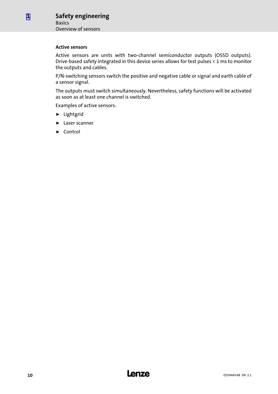Lenze E94AYAB − SM100 User Manual | Page 10 / 20
