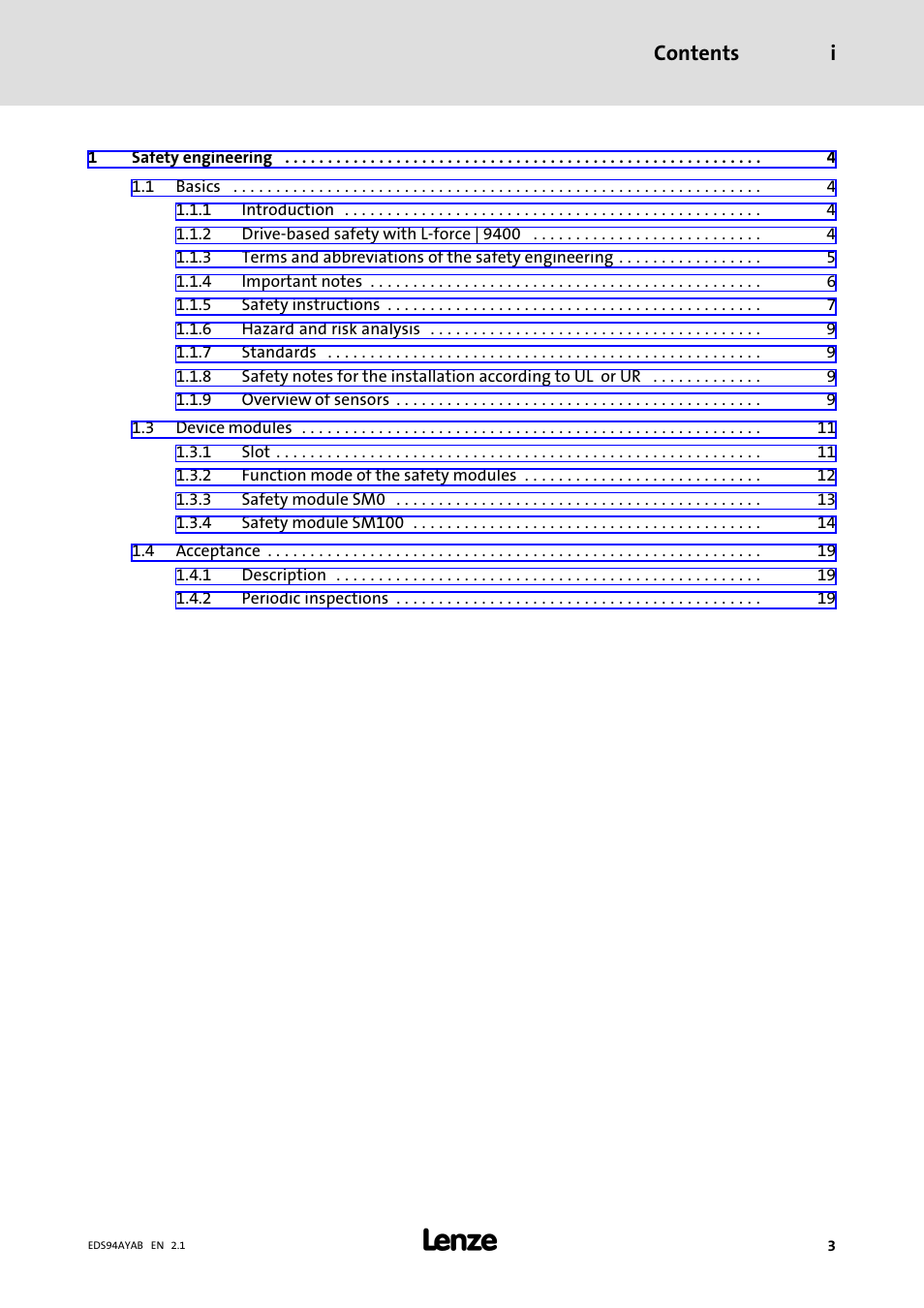 Lenze E94AYAB − SM100 User Manual | Page 3 / 20