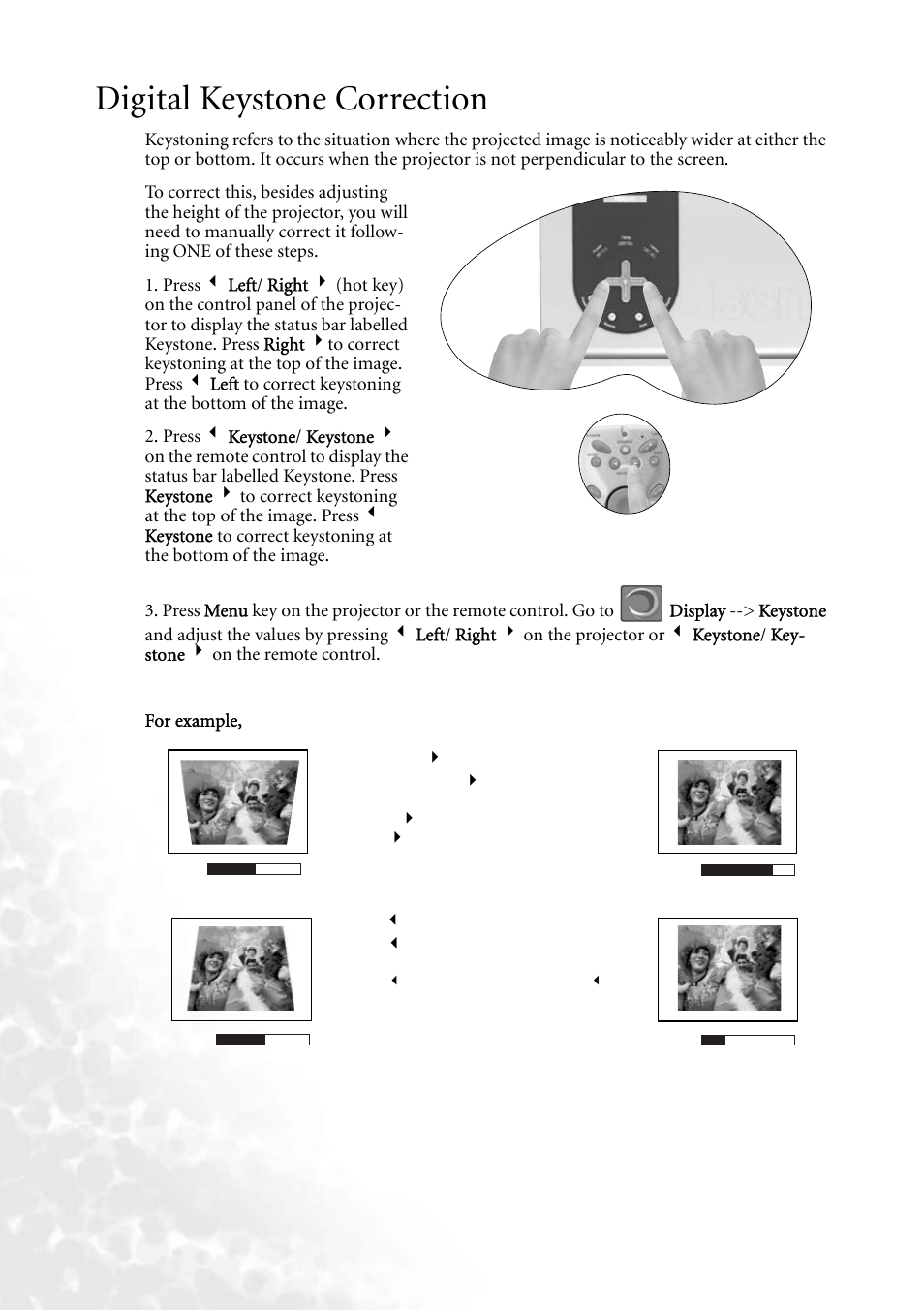 Digital keystone correction | BenQ PB8140 User Manual | Page 26 / 56