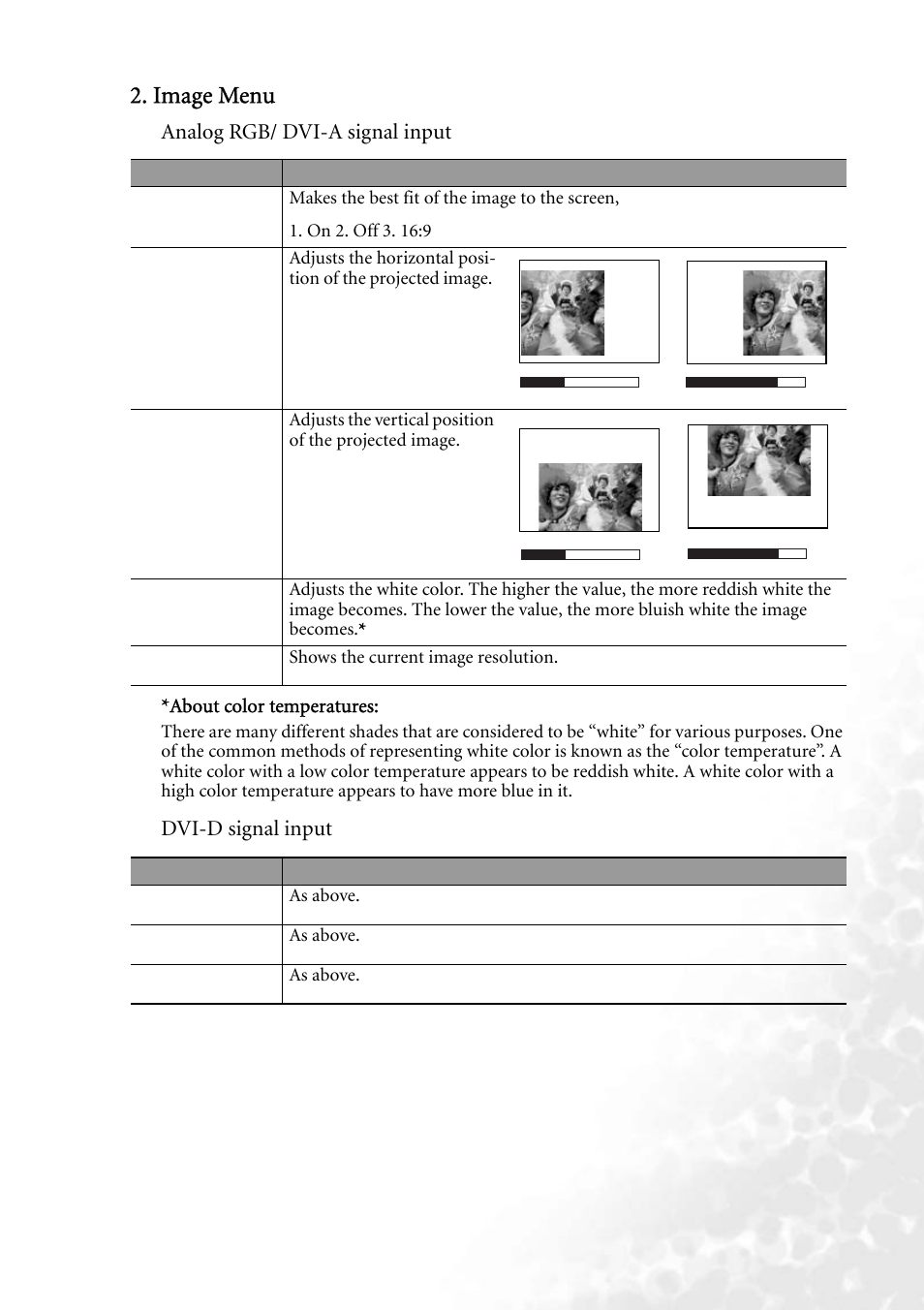 Image menu | BenQ PB8140 User Manual | Page 35 / 56