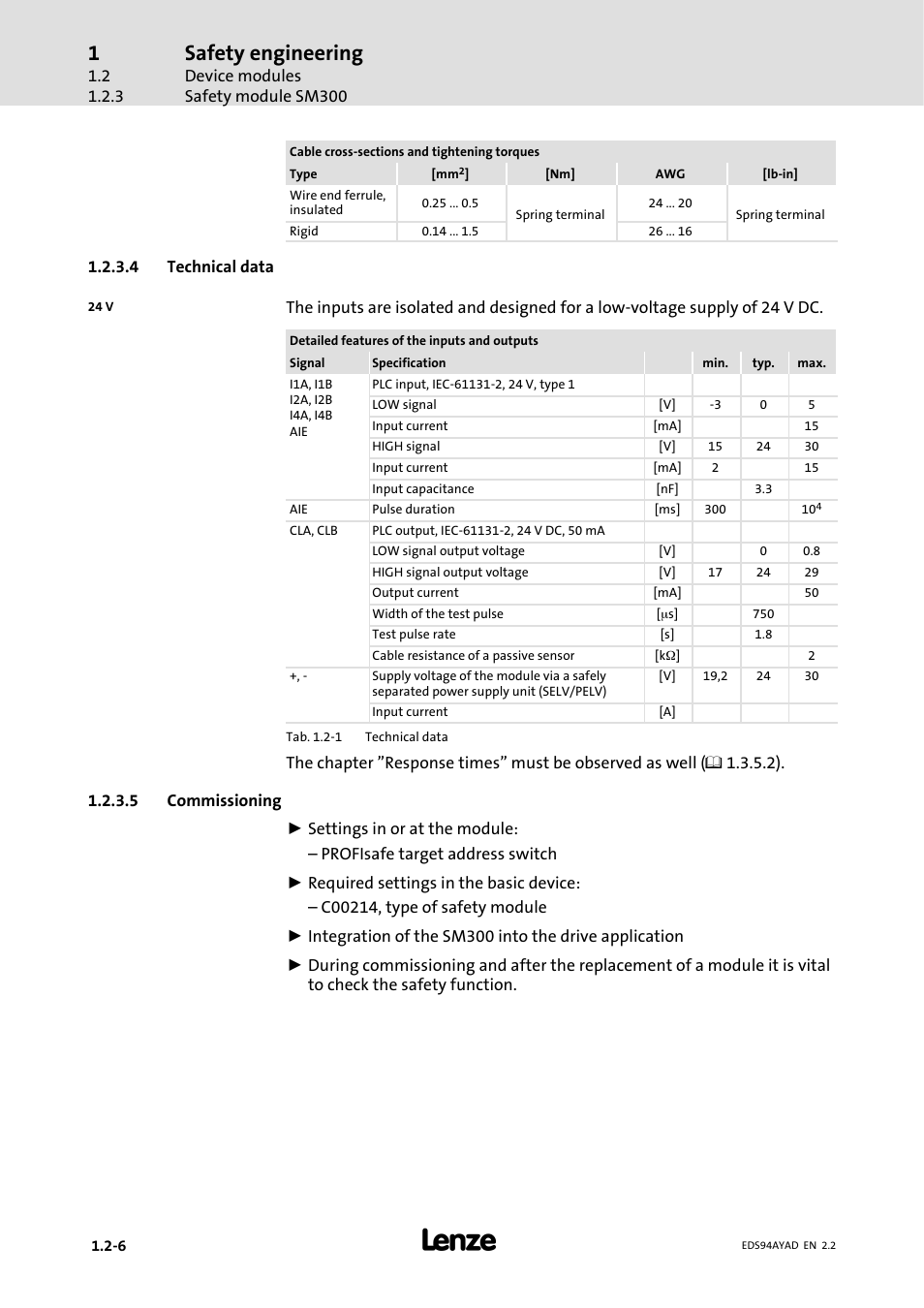 Safety engineering | Lenze E94AYAD - SM300 User Manual | Page 16 / 40