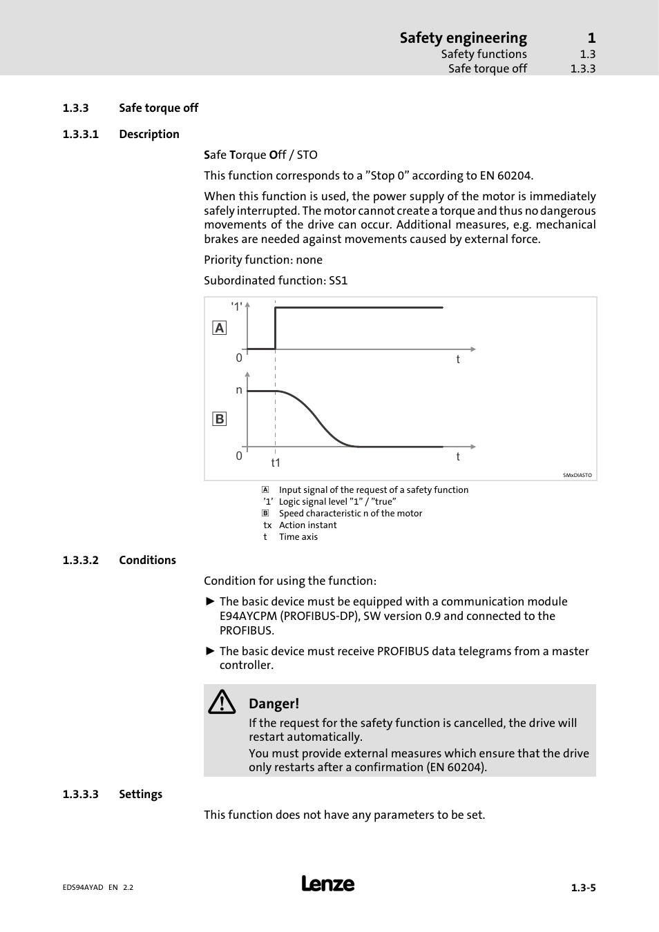 3 safe torque off, Safe torque off, Safety engineering | Lenze E94AYAD - SM300 User Manual | Page 27 / 40