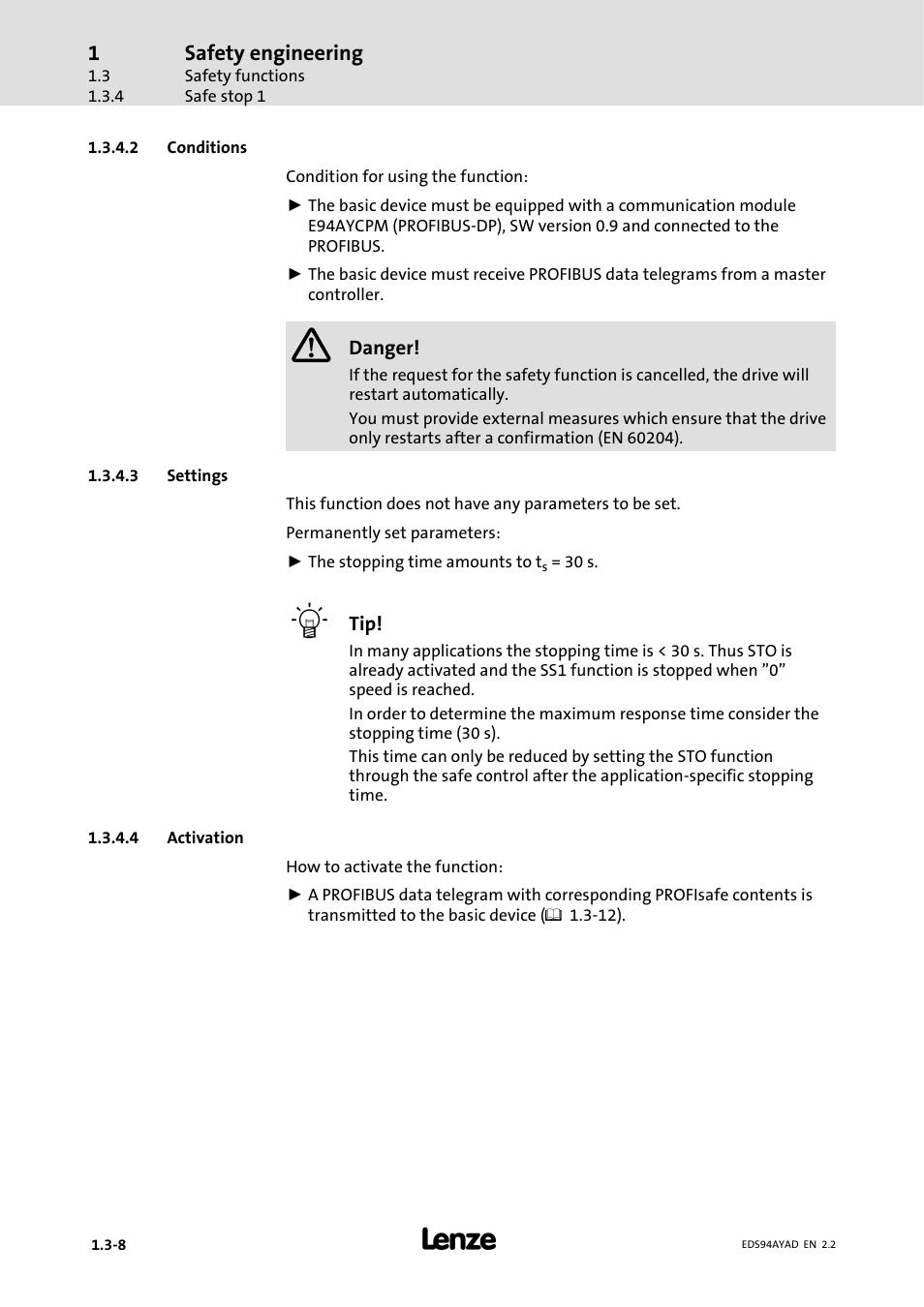 Lenze E94AYAD - SM300 User Manual | Page 30 / 40