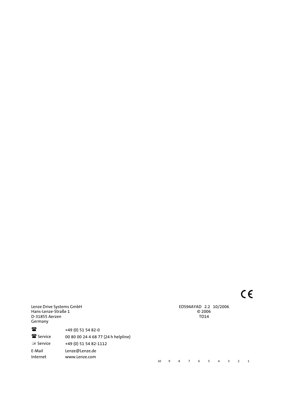 Lenze E94AYAD - SM300 User Manual | Page 40 / 40