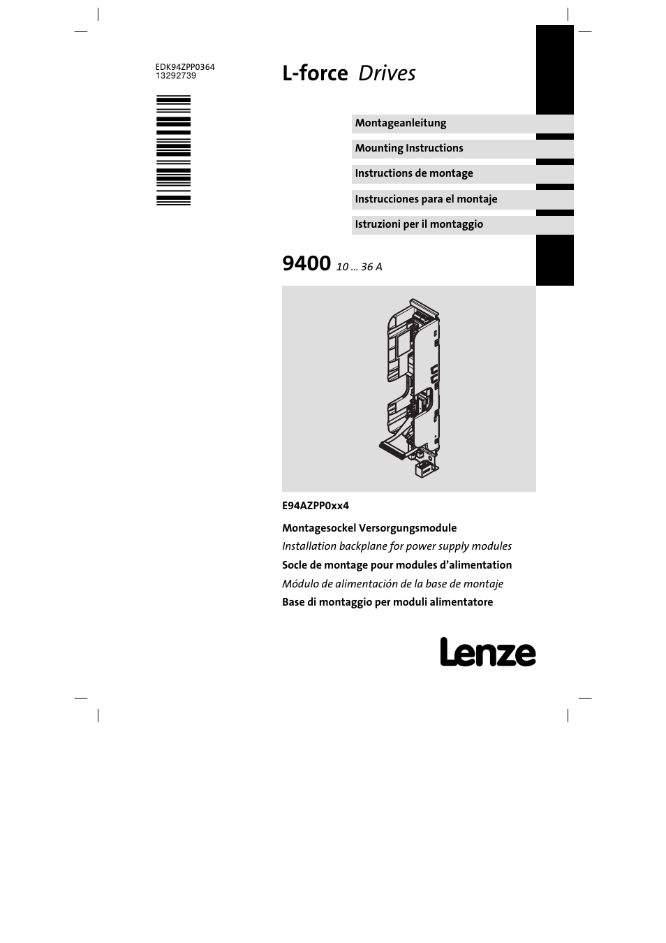 Lenze E94AZPP User Manual | 134 pages