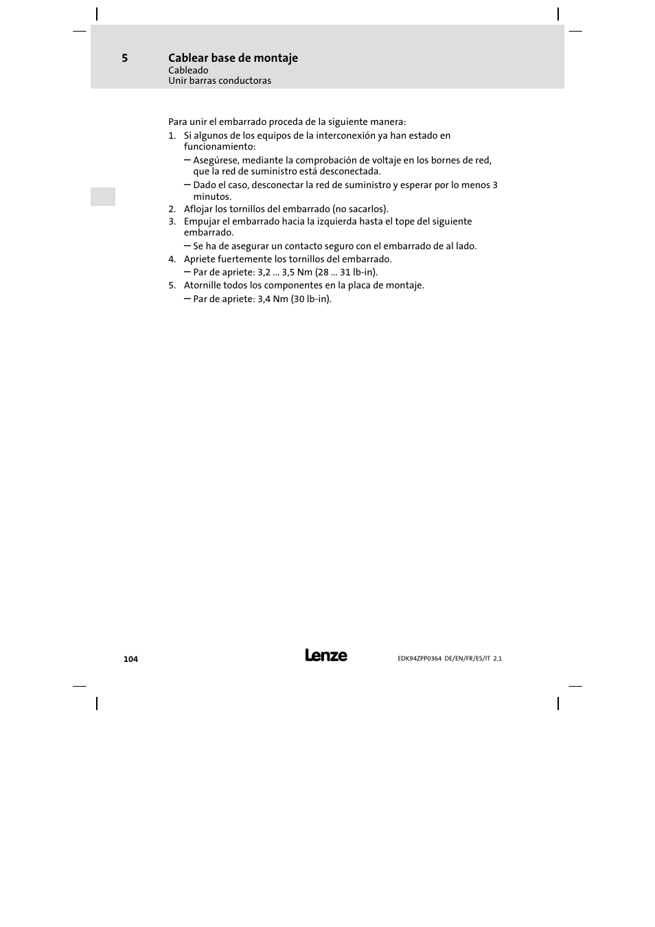 Lenze E94AZPP User Manual | Page 104 / 134