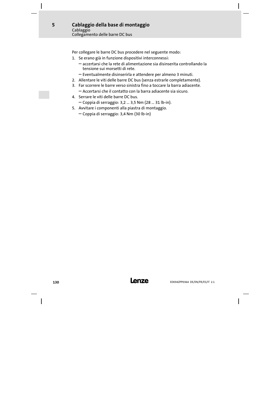 Lenze E94AZPP User Manual | Page 130 / 134