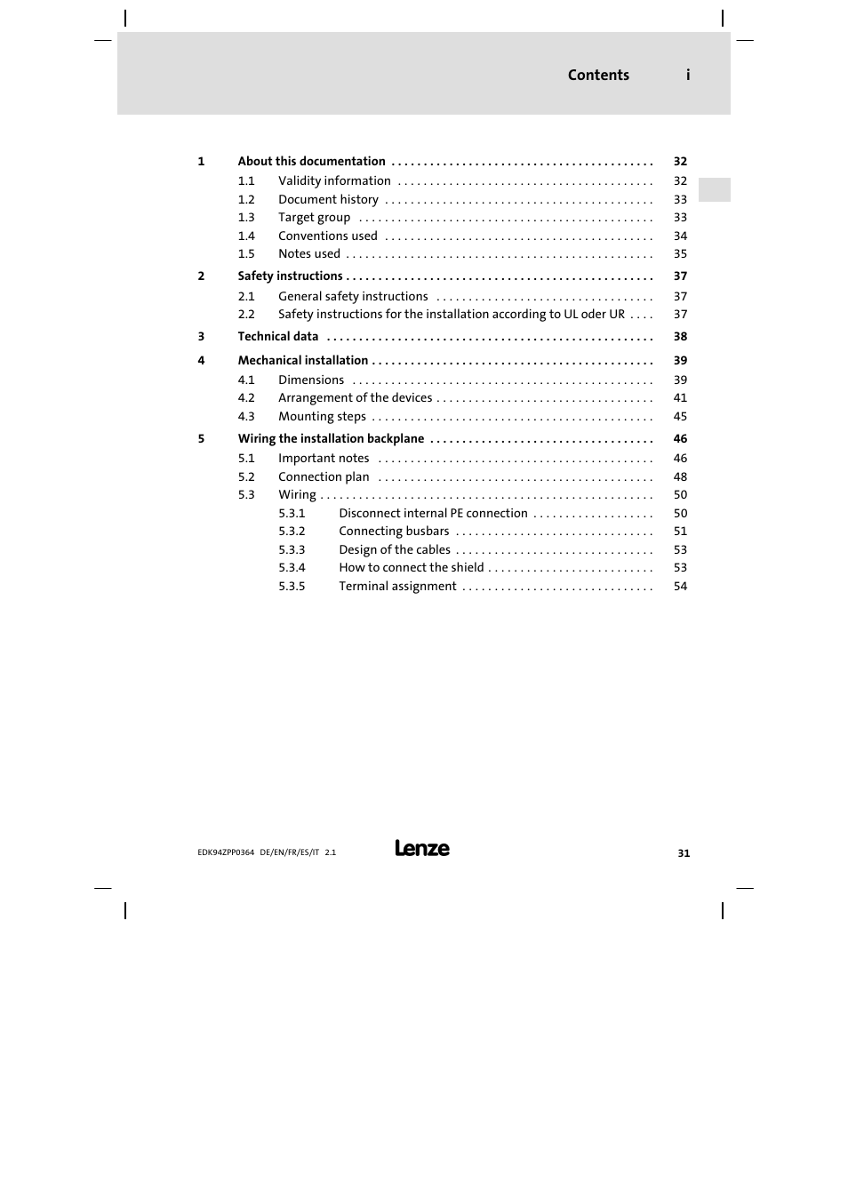 Lenze E94AZPP User Manual | Page 31 / 134