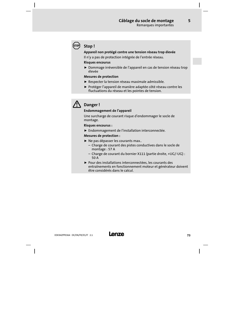 Lenze E94AZPP User Manual | Page 73 / 134