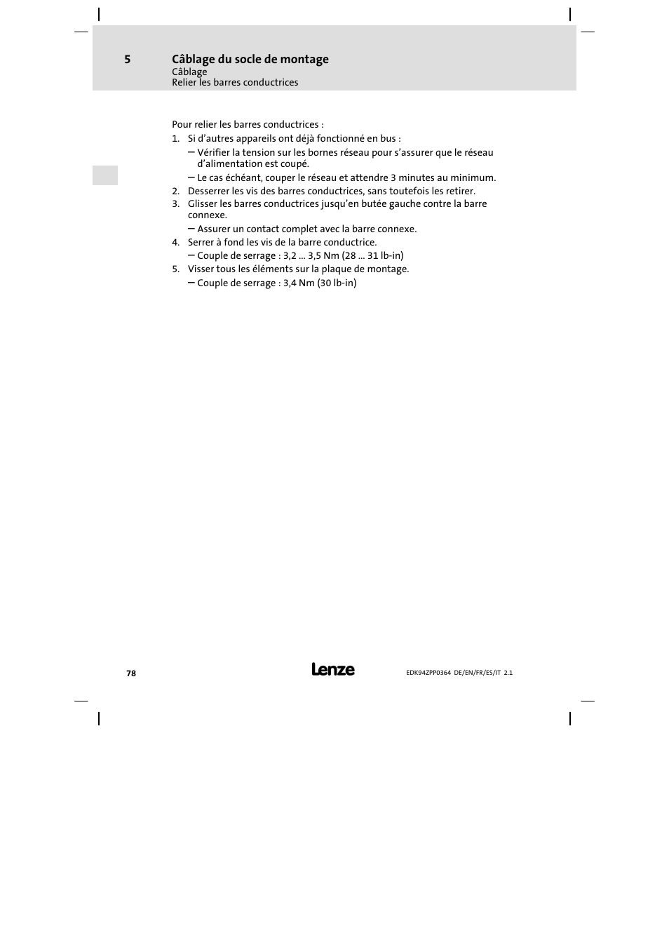 Lenze E94AZPP User Manual | Page 78 / 134