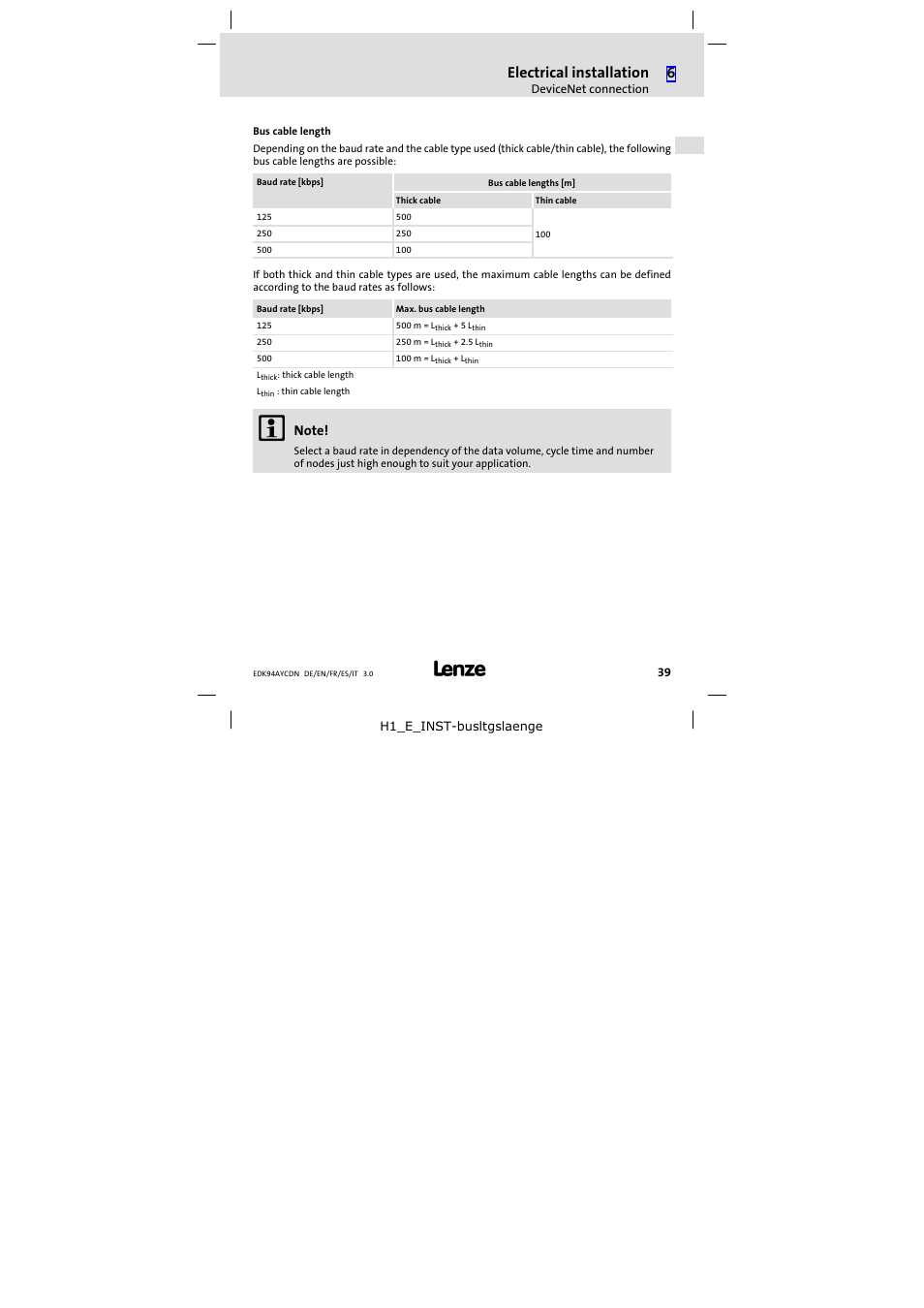 Electrical installation | Lenze E94AYCDN User Manual | Page 39 / 104
