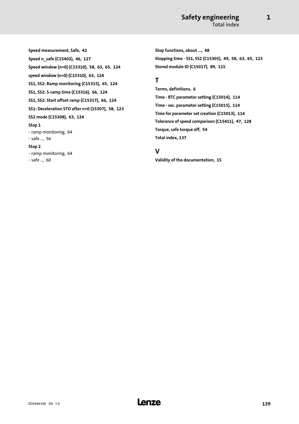 Safety engineering | Lenze E94AYAE SM301 User Manual | Page 139 / 140