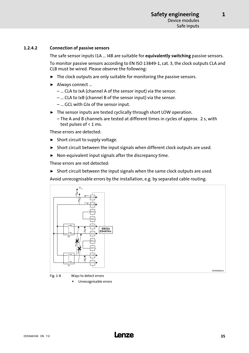 Safety engineering | Lenze E94AYAE SM301 User Manual | Page 35 / 140