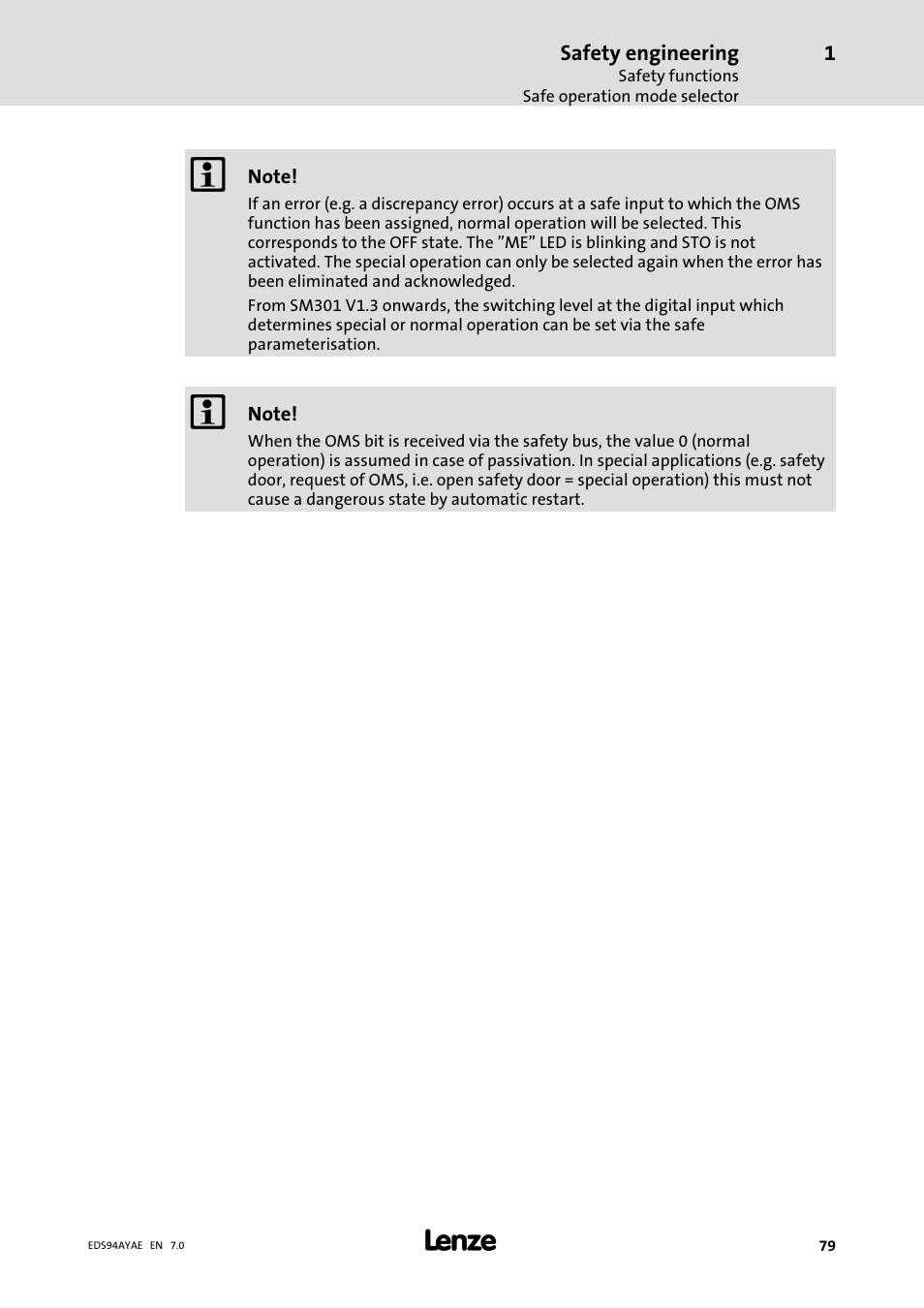 Lenze E94AYAE SM301 User Manual | Page 79 / 140