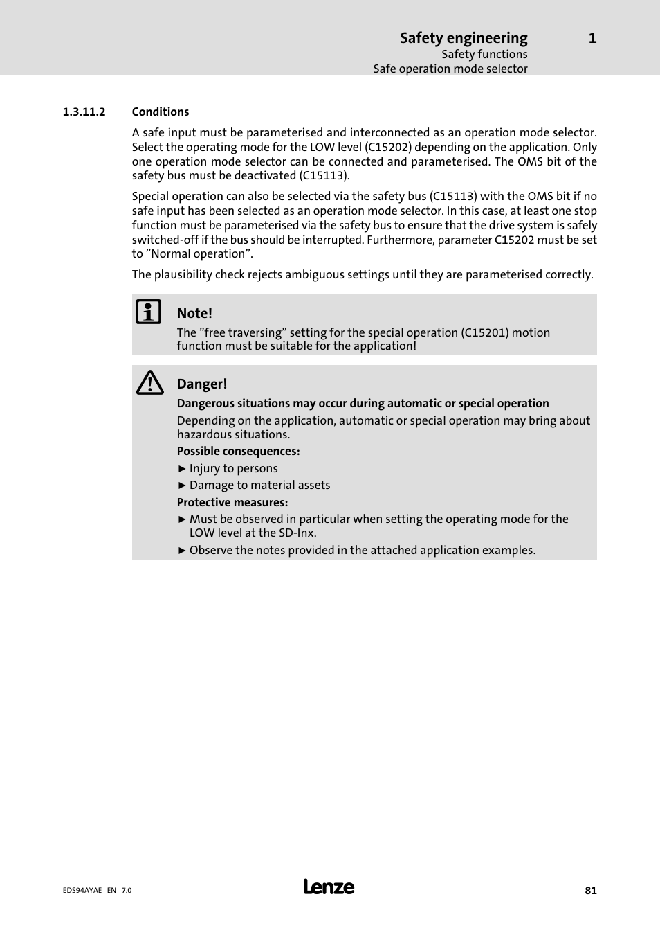 Lenze E94AYAE SM301 User Manual | Page 81 / 140