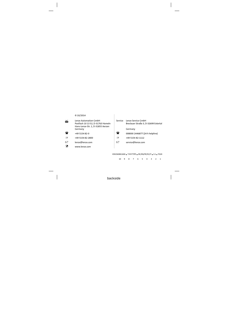 Lenze EZAEBK200x User Manual | Page 12 / 12