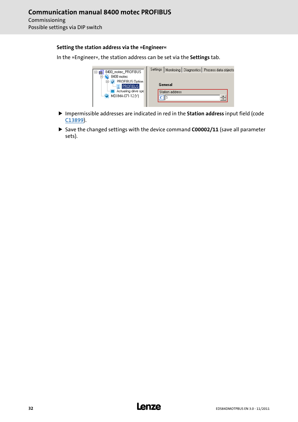 Lenze E84DGFCP User Manual | Page 32 / 100