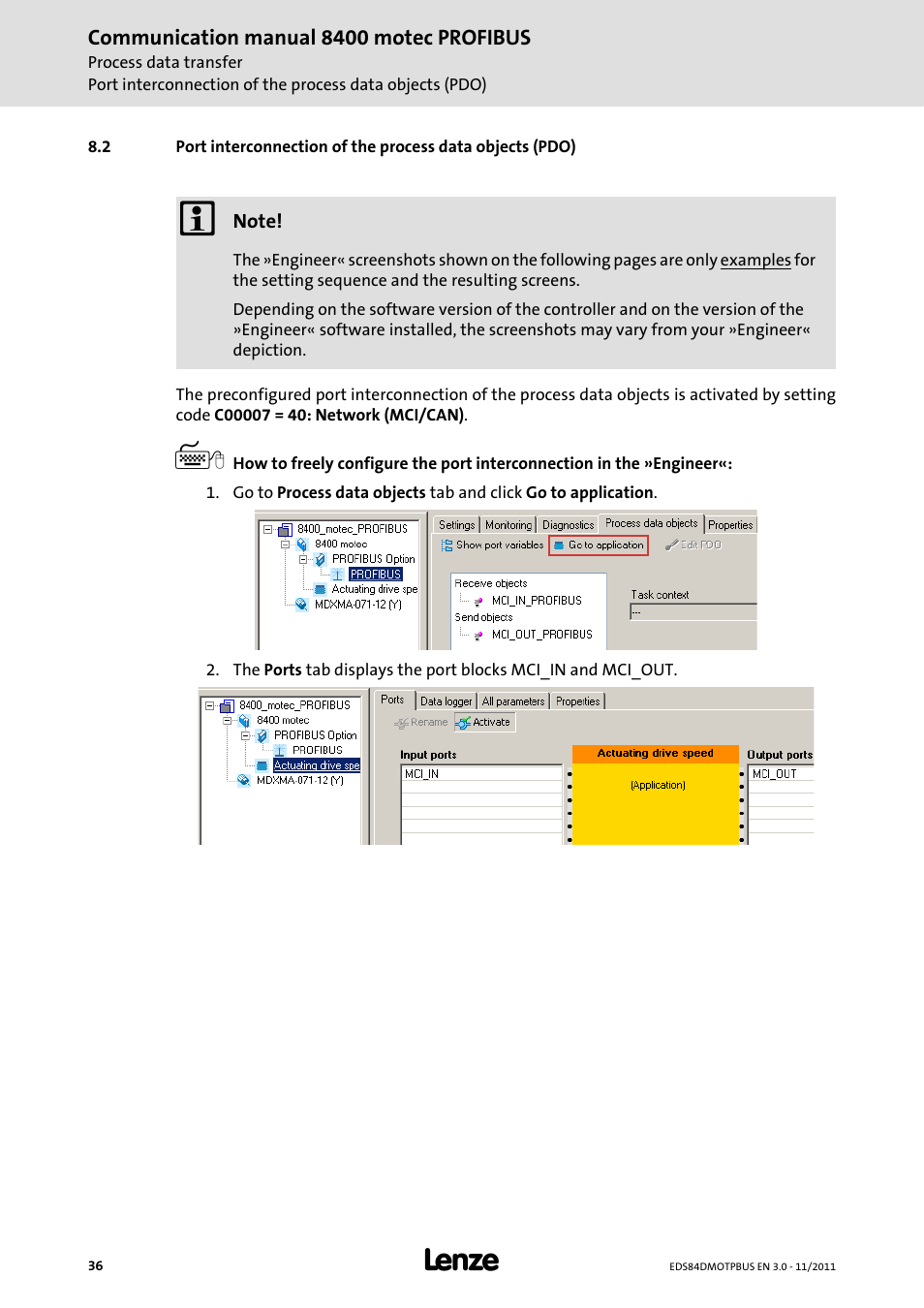 Lenze E84DGFCP User Manual | Page 36 / 100