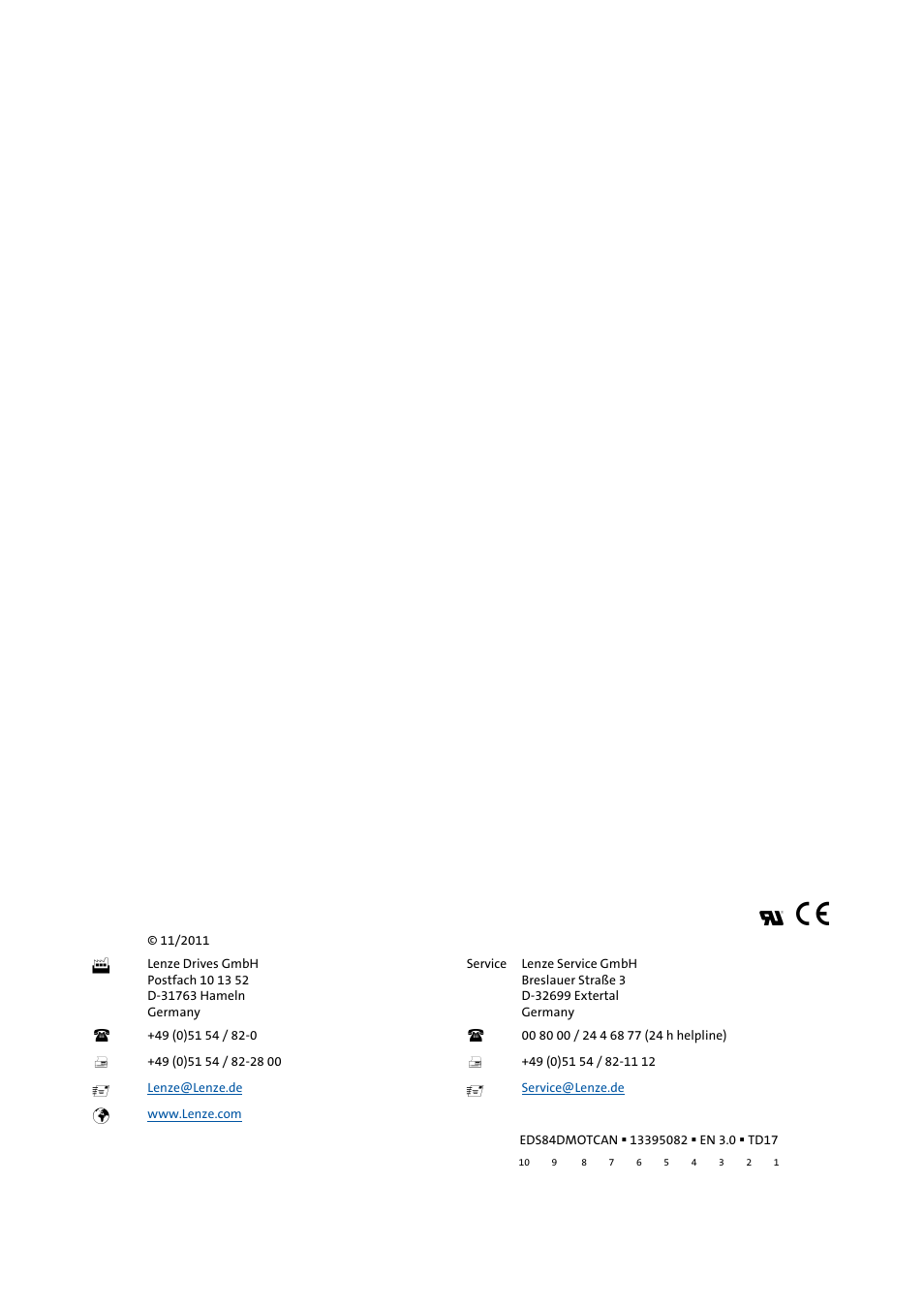 Lenze E84DGFCC User Manual | Page 111 / 111